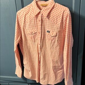 Wrangler Peach Plaid Long Sleeve Shirt